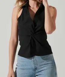 Twist Front Collared Top