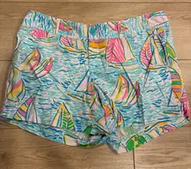 Lilly Pulitzer Callahan Shorts Cotton Sailboat Sailing Regatta Size 12