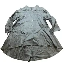 IC by Connie K Jacket Large Blue Linen button front boho back zip lagenlook