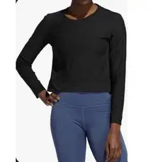 ADIDAS $50 SZ M MEDIUM BLACK MESH CROP COVER UP TEE LIGHT TOP STREETWEAR