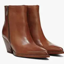 Sam Edelman Jane Pointed Toe Leather Ankle Boots Booties Brown 8