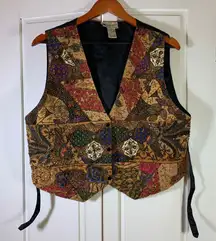Vintage Ana Mori Beaded Patchwork Vest Top All Size Boho Retro‎ Brown Fall Vibe