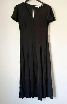 NWT ROW A Black Button Front Midi Dress X-Small