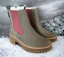 Timberland Courmayeur Valley Chelsea Boots, Olive Nubuck, Size 7.5 New in Box