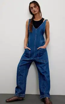 NWT Free People We The Free High Roller Jumpsuit In Sapphire Blue (Oversized Fit)  $98 MSRP No refunds or cancellations