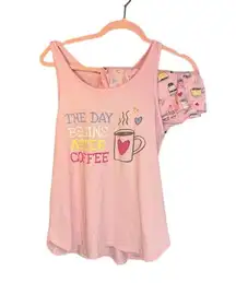 Secret Treasures Pajama Set Size M Top Large Bottom Coffee Tank Top Shorts Pink