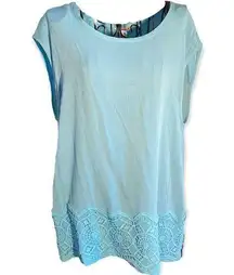 3/$20  Bit & Bridle Rayon Crochet Tank Tunic Top Teal Size Medium