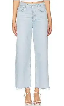 AGolde Ren High Rise Wide Leg Light Blue Jeans Smash 32 Grunge Designer NWT