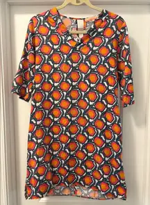 Vilagallo Women’s Dress - Orange and Blue Geometric Size 40 UK (US 10-12) Spain