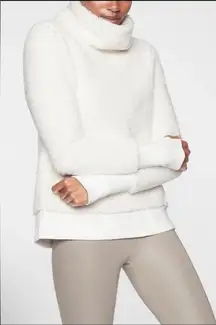 Athleta White Nirvana Funnel Neck Sherpa Fleece Sweater Size Large
