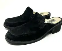 REACTION black nubuck suede mules, size 7
