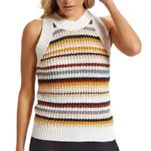 Marie Oliver CiCi Crochet Striped Chunky Knit Tank Cotton Sleeveless Sweater