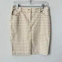 J. Mclaughlin Josette cream/white Houndstooth Pencil skirt Size 4