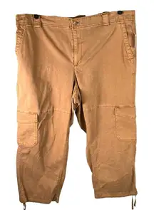 Old Navy‎ Womens Cargo Pants High-Rise Elastic Waist Tan Cropped XXL Plus Size