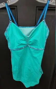 Lululemon  Ruched Teal Bali Breeze Built In Bra Tank Top Size 6