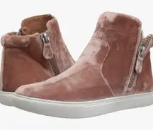 GENTLE SOULS | Women's Blush Velvet High Top Zipper Sneakers