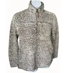 Grizzly Sherpa Fleece Gray Pullover Jacket Quarter Zip Pockets Mock Neck Large