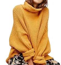 Free People Oversized Marigold Yellow Chunky Knit Swim Too Deep Sweater