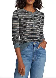 Ulla Johnson Robin Fair-isle Henley Sweater in Moonlight Blue