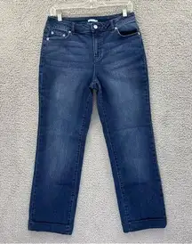 J. McLaughlin High Rise Straight Leg Cuffed Jeans Dark Wash Women's Size 4 x 27