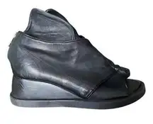 A.S.98 Black Leather Zipper Back Sandals size 39 Fits US 8.5-9