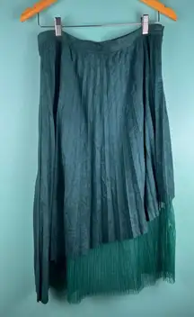 Jealous Tomato Teal Pleated Asymmetrical Skirt L | Mesh Layered Midi High Low He