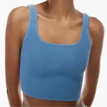 • Aritzia Babaton Sculpt Knit Squareneck Cropped Tank blue small