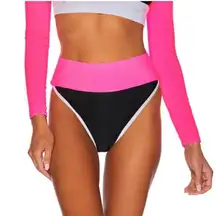 NEW Beach Riot Emmy Bottom‎ In Black Neon Pink Colorblock, XS