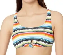 RIP CURL Women's Beach Bazaar Crop Bikini Top Multi-Colored Striped Racerback