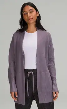 Lululemon M Medium Cashlu Sweater Cardigan Wrap Purple Casual Pockets W3EGYS