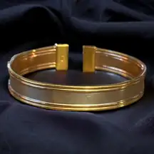 24K plated two tone Live, Love, Laugh cuff bracelet