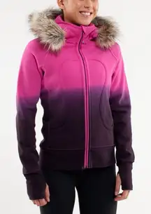 Lululemon Scuba Hoodie Jacket Coat Fur Paris Pink Black Ombre 2011 Rare Size 4