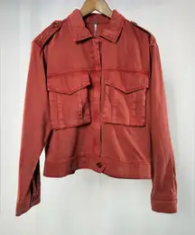 NWT Young Fabulous & Broke Utility Denim Jacket in Rust Size Small