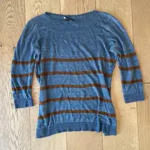 2 Blue and Orange/Brown Striped Sweater