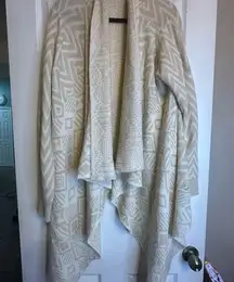 Faded Glory Cream Open Front Cardigan with Textured‎ Pattern