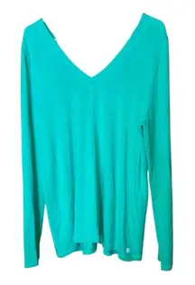 Lilly Pulitzer Women’s Large Areli Green Pullover V-neck Crisscross Back Top #75