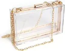 Acrylic Clear Clutch Bag, Shoulder Handbag With Removable Gold Chain Strap