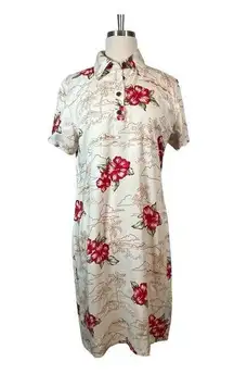 Caribbean Joe  TROPICAL DRESS HIBISCUS FLOWERS HAWAIIAN STYLE RAYON SIZE MEDIUM