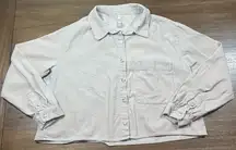 Zara TRF Collection Women's Size M Tan Long Sleeve Cropped Corduroy Jacket