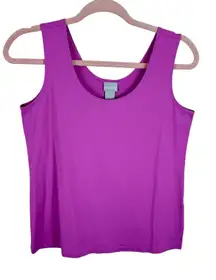 Chico's Purple Nylon Lightweight Scoop Neck Stretchy Tank Top Size M