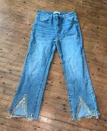 Risen wide leg normcore 9/29 bling fringe hem Eras jeans