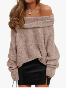 NEW ZESICA Off The Shoulder Fall Sweater Oversized Long Sleeve Pullover M