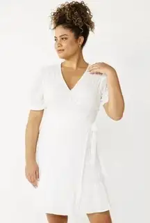 Draper James Puff Sleeve Wrap Dress MIDI White Medium NWT MSRP $78