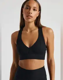 Year Of Ours Black Ribbed Sports Bra Womens XS Revolve Athletic Running