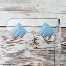 Vintage Clip On Earrings - Dainty Light Blue Just Over 5/8"