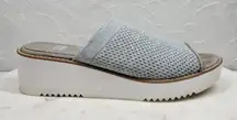 Eileen Fisher‎ Telly Sandals Womens 7.5 Blue Knit Stretch Mesh Platform Wedge
