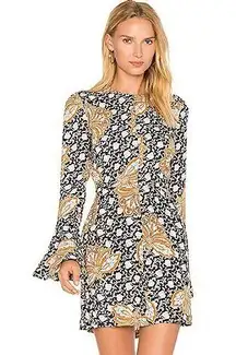 A.L.C. Trixie Silk Printed Long Bell Sleeve Mini Dress Size 0