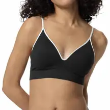 Uniqlo Wireless Bra Built-In Pads Regular Support Black White Trim NWT XS