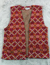 Vtg NAHUALA Geometric Sleeveless Vest Cardigan Women Size S Festival Winter