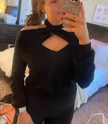 Black Cross Neck Sweater